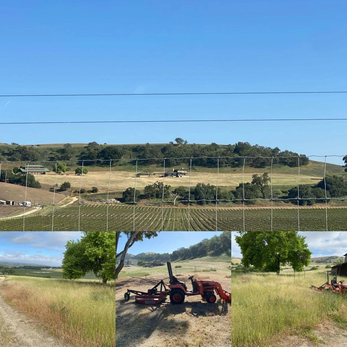 Rural hillside and tractor scenes in a business photo collage